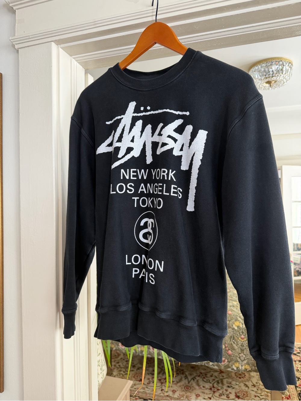 Stussy Black Crewneck Sweatshirt with White Logo